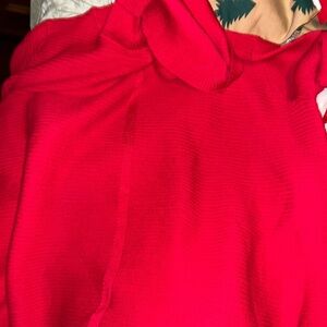 Two Holiday Sweater Bundle Light Gray BELIEVE  and Gorgeous Red Turtleneck